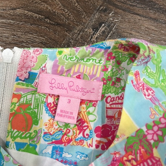 Lilly Pulitzer States Shift Dress Sleeveless,front pockets,zip up back,side bows - Picture 8 of 13